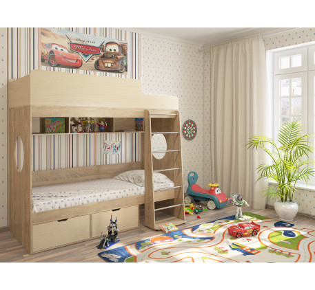 Кровать Милана-2 для двух мальчиков, спальные места 190х80 см